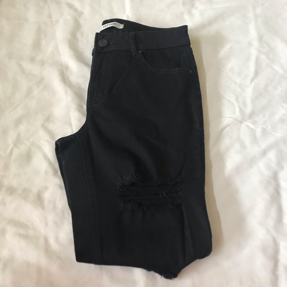 Black Ripped Mom Jeans